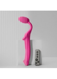 Ярко-розовый безремневой страпон Strap-on-me Vibrating Bendable Strap-On size L - Strap-on-me - купить с доставкой в Сергиевом Посаде