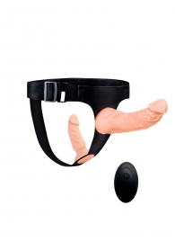 Женский страпон с 2 насадками, вибрацией и пультом ДУ - Erowoman-Eroman - купить с доставкой в Сергиевом Посаде