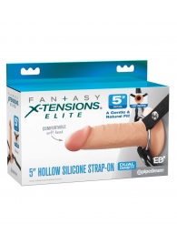Телесный пустотелый фаллопротез 5’’ Hollow Silicone Strap-On - 14 см. - Pipedream - купить с доставкой в Сергиевом Посаде