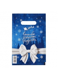 Сине-белый подарочный новогодний пакет с вырубной ручкой (20х30 см) - Сима-Ленд - купить с доставкой в Сергиевом Посаде