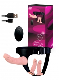 Женский страпон с 3 насадками и вибрацией - Erowoman-Eroman - купить с доставкой в Сергиевом Посаде