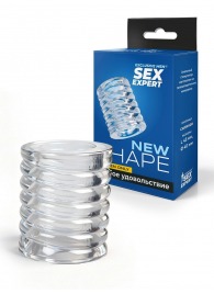 Прозрачная сквозная насадка на пенис с ребрышками - Sex Expert - в Сергиевом Посаде купить с доставкой