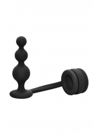 Черное эрекционное кольцо с анальной елочкой Cockring With Beaded Anal Plug - Dream Toys - в Сергиевом Посаде купить с доставкой