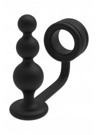 Черное эрекционное кольцо с анальной елочкой Cockring With Beaded Anal Plug - Dream Toys - в Сергиевом Посаде купить с доставкой