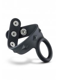 Черное эрекционное кольцо с подхватом мошонки на кнопках VS6 - Blush Novelties - в Сергиевом Посаде купить с доставкой