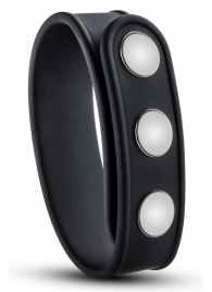 Черное эрекционное кольцо на кнопках - Blush Novelties - в Сергиевом Посаде купить с доставкой