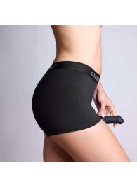 Черные трусики-боксеры для фиксации насадок Strap-on-me Harness Lingerie Allure - size L - Strap-on-me - купить с доставкой в Сергиевом Посаде