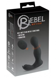 Черная анальная пробка с вибрацией, вращением и пультом ДУ RC Butt Plug with 2 Functions - Orion - в Сергиевом Посаде купить с доставкой