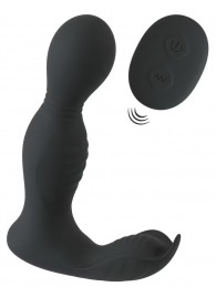 Черная анальная пробка с вибрацией, вращением и пультом ДУ RC Butt Plug with 2 Functions - Orion - в Сергиевом Посаде купить с доставкой
