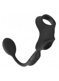 Черное виброкольцо с анальной пробкой Cock Ring with RC Butt Plug - Orion - в Сергиевом Посаде купить с доставкой