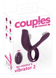 Фиолетовая насадка на член с клиторальным отростком и пультом ДУ RC Couple’s Vibrator 2 - Orion - в Сергиевом Посаде купить с доставкой