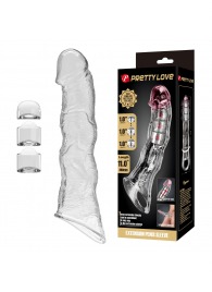 Прозрачный фаллоудлинитель с 3 вставками - 28 см. - Baile - в Сергиевом Посаде купить с доставкой
