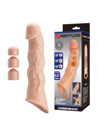 Телесный фаллоудлинитель с 3 вставками - 28 см. - Baile - в Сергиевом Посаде купить с доставкой