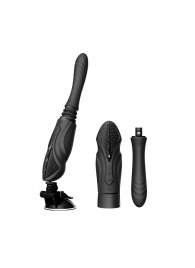 Черная секс-машина с функцией нагрева, насадками и присоской Sesh - Zalo - купить с доставкой в Сергиевом Посаде