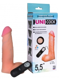 Фаллическая насадка Харнесс UNICOCK 5,5  с вибрацией - 17 см. - LOVETOY (А-Полимер) - купить с доставкой в Сергиевом Посаде