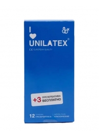 Классические презервативы Unilatex Natural Plain - 12 шт. + 3 шт. в подарок - Unilatex - купить с доставкой в Сергиевом Посаде