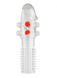 Гелевая прозрачная насадка с шариками и шипами - 14 см. - Toyfa Basic - в Сергиевом Посаде купить с доставкой