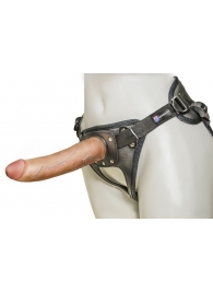 Насадка-фаллоимитатор на кожаных трусиках Harness Ultra Realistic 7  - 18 см. - LOVETOY (А-Полимер) - купить с доставкой в Сергиевом Посаде