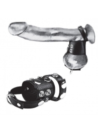 Утяжка на пенис и мошонку Cock Ring With 1.5  Ball Stretcher And Optional Weight Ring - BlueLine - купить с доставкой в Сергиевом Посаде