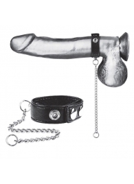 Утяжка на пенис с поводком Snap Cock Ring With 12  Leash - BlueLine - купить с доставкой в Сергиевом Посаде