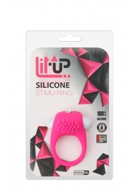 Розовое эрекционное кольцо с щеточкой LIT-UP SILICONE STIMU RING 5 - Dream Toys - в Сергиевом Посаде купить с доставкой