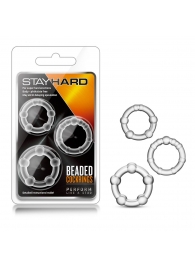 Набор из 3 прозрачных эрекционных колец Stay Hard Beaded Cockrings - Blush Novelties - в Сергиевом Посаде купить с доставкой