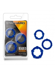 Набор из 3 синих эрекционных колец Stay Hard Beaded Cockrings - Blush Novelties - в Сергиевом Посаде купить с доставкой