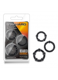 Набор из 3 чёрных эрекционных колец Stay Hard Beaded Cockrings - Blush Novelties - в Сергиевом Посаде купить с доставкой