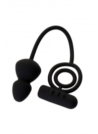 Чёрное эрекционное кольцо с вибростимулятором и анальным хвостом - Erotist Adult Toys - в Сергиевом Посаде купить с доставкой