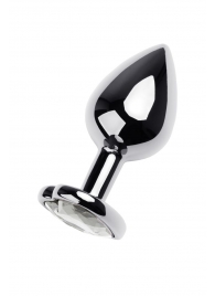 Серебристая анальная пробка с прозрачным кристаллом-сердцем - 8 см. - ToyFa - купить с доставкой в Сергиевом Посаде