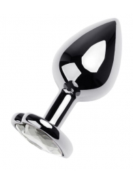 Серебристая анальная пробка с прозрачным кристаллом-сердцем - 8 см. - ToyFa - купить с доставкой в Сергиевом Посаде