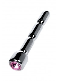 Серебристый уретральный плаг со стразом - 7 см. - ToyFa - купить с доставкой в Сергиевом Посаде