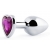 Серебристая анальная пробка с фиолетовым кристаллом-сердечком - 8 см. - Anal Jewelry Plug - купить с доставкой в Сергиевом Посаде