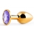 Золотистая анальная пробка с фиолетовым стразом - 7,2 см. - Anal Jewelry Plug - купить с доставкой в Сергиевом Посаде