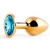 Золотистая анальная пробка с голубым стразом - 7,2 см. - Anal Jewelry Plug - купить с доставкой в Сергиевом Посаде