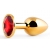 Золотистая анальная пробка с красным стразом - 7,2 см. - Anal Jewelry Plug - купить с доставкой в Сергиевом Посаде