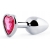 Серебристая анальная пробка с розовым кристаллом-сердечком - 7 см. - Anal Jewelry Plug - купить с доставкой в Сергиевом Посаде