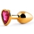 Золотистая анальная пробка с малиновым кристаллом-сердечком - 7 см. - Anal Jewelry Plug - купить с доставкой в Сергиевом Посаде
