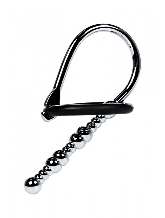 Серебристый уретральный плаг-бусины TOYFA Metal с мягким фиксириющим кольцом - ToyFa - купить с доставкой в Сергиевом Посаде