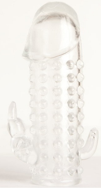 Гелевая прозрачная насадка с 2 отростками - 13 см. - Toyfa Basic - в Сергиевом Посаде купить с доставкой