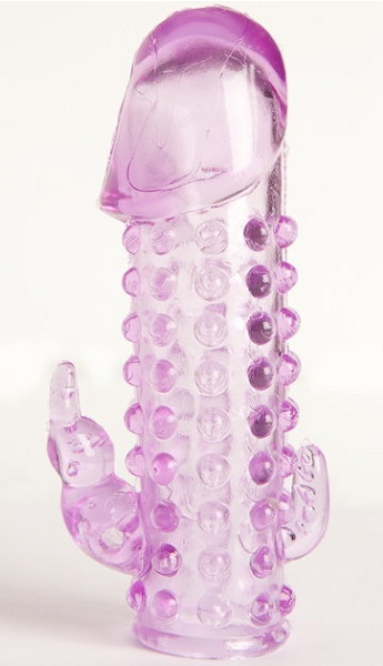 Закрытая фиолетовая насадка с 2 отростками - 13 см. - Toyfa Basic - в Сергиевом Посаде купить с доставкой