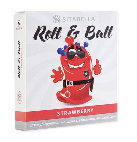 Стимулирующий презерватив-насадка Roll   Ball Strawberry - Sitabella - купить с доставкой в Сергиевом Посаде