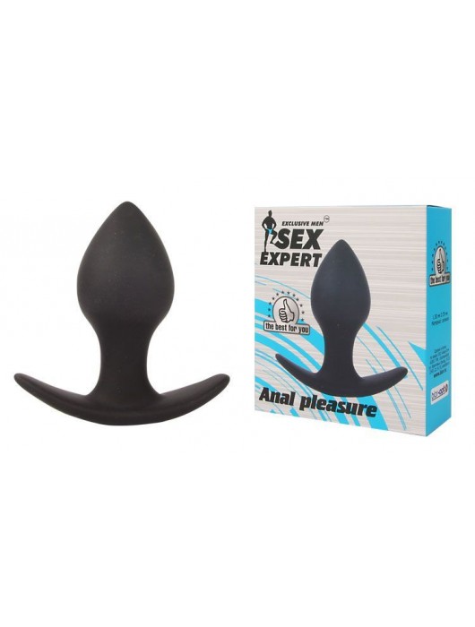 Чёрная анальная пробка с широким основанием Sex Expert - 8 см. - Sex Expert