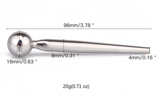 Гладкий металлический уретральный плаг с шариком - 9,6 см. - Notabu - купить с доставкой в Сергиевом Посаде