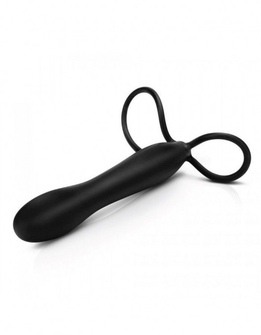 Черная насадка на пенис для двойной стимуляции Mojo BlackJack - 15 см. - Seven Creations - в Сергиевом Посаде купить с доставкой