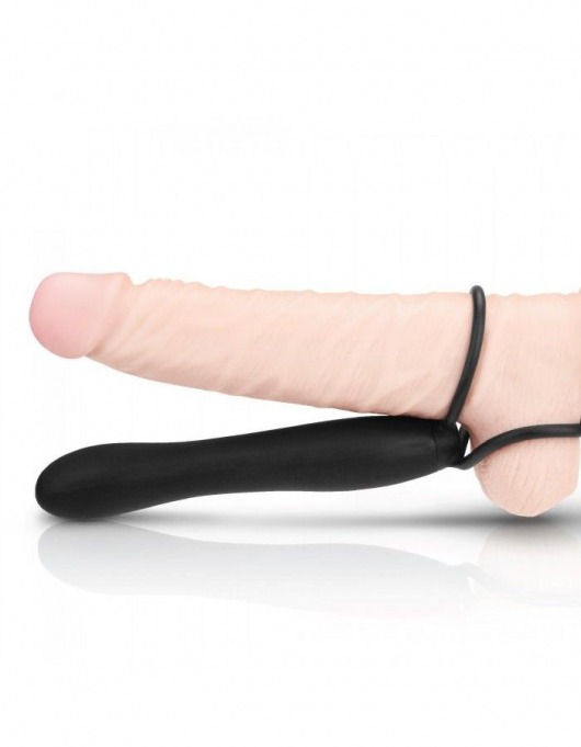 Черная насадка на пенис для двойной стимуляции Mojo BlackJack - 15 см. - Seven Creations - в Сергиевом Посаде купить с доставкой