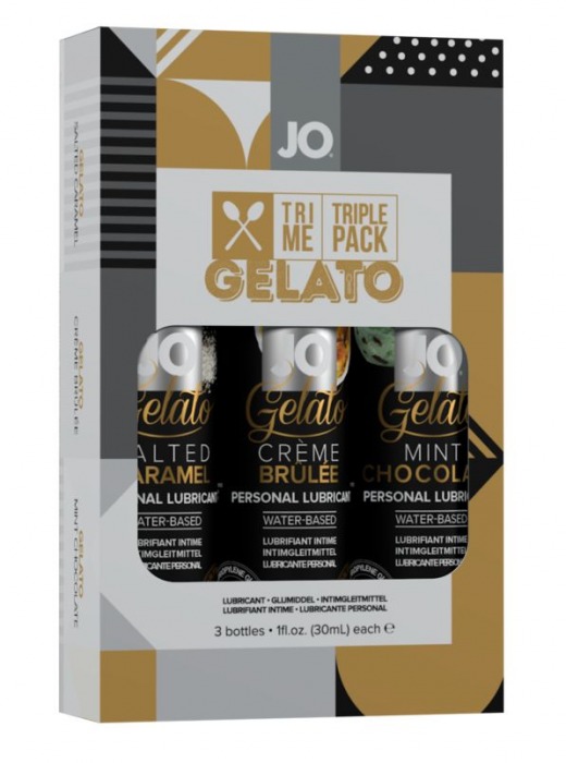 Подарочный набор вкусовых лубрикантов Tri-Me Triple Pack Gelato - System JO - купить с доставкой в Сергиевом Посаде