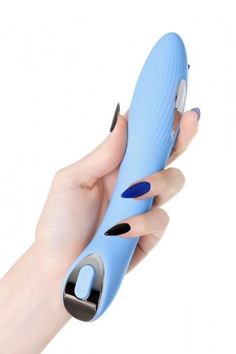 Голубой силиконовый вибратор с электростимуляцией TESLA G-POINT - 21 см. - ToyFa - купить с доставкой в Сергиевом Посаде