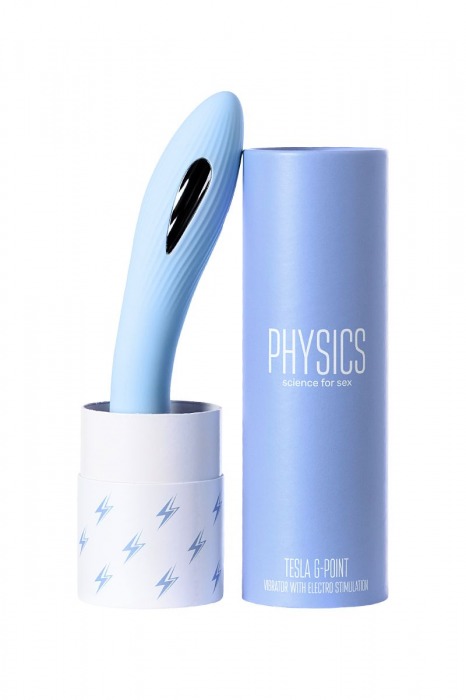 Голубой силиконовый вибратор с электростимуляцией TESLA G-POINT - 21 см. - ToyFa - купить с доставкой в Сергиевом Посаде