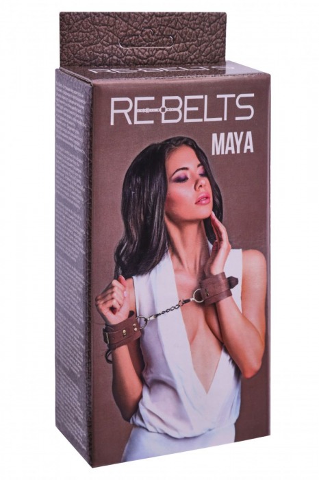 Коричневые кожаные наручники Maya - Rebelts - купить с доставкой в Сергиевом Посаде